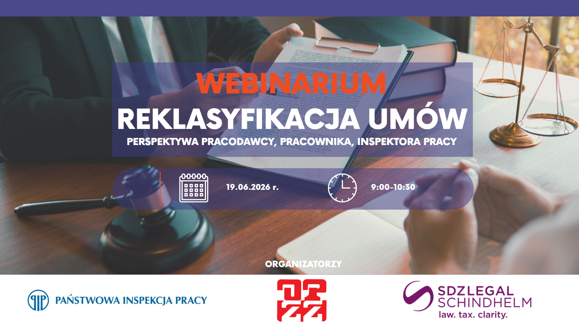 Grafika z tytułem wydarzenia - Reklasyfikacja umów - perspektywa pracodawcy, pracownika, inspektora pracy