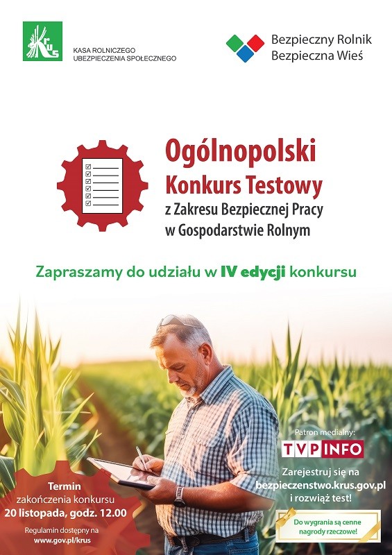 IV Ogólnopolski Konkurs Testowy „Bezpieczny Rolnik, Bezpieczna Wieś”
