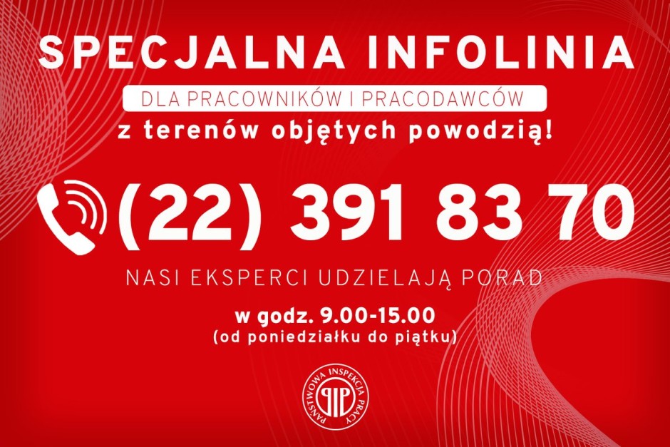 Grafika z numerem telefonu dla powodzian